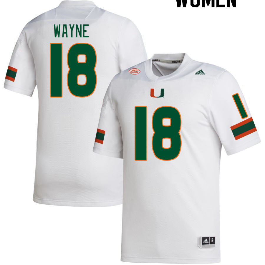 Women #18 Jayden Wayne Miami Hurricanes College Football Jerseys Stitched-White